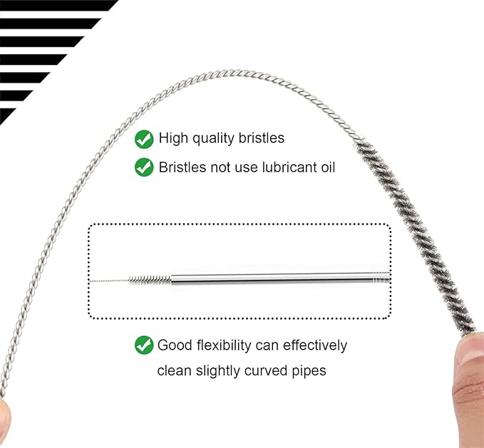 12 Inch Pipe Cleaning Brush Set with Stainless Steel Bristles, Steel Wire Tube Brush Kit for Auto Parts Polishing, Machining, Bottles, Tubes, Etc.（30mm-5pcs）