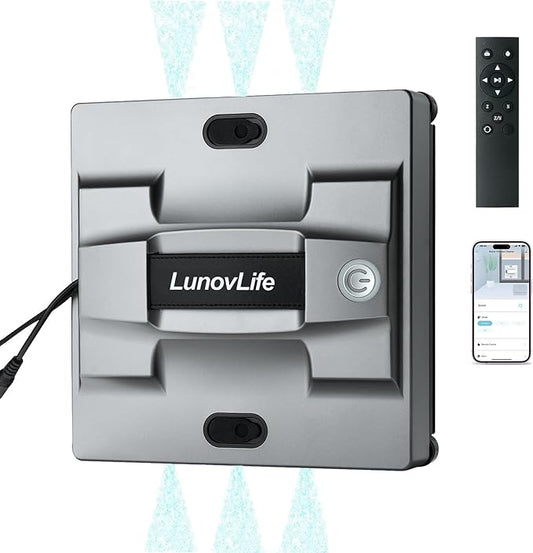 2026 New Window Cleaning Robot -Ultimate 6-Nozzle Precision Spray, 5600Pa Suction, Edge Detection & UPS Safety, automatic window cleaner,Perfect for Frameless/Frosted Glass High-Rise Windows