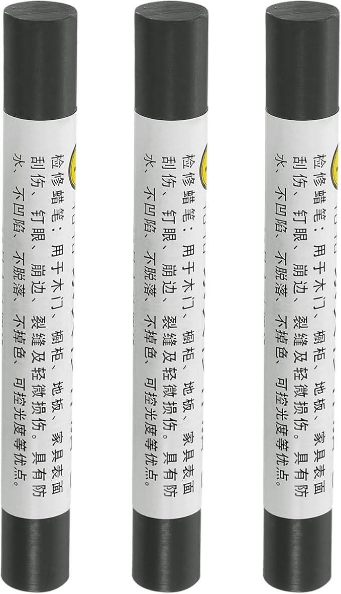 uxcell Furniture Repair Crayons, 3Pcs - Wood Wax Filler Stick, Furniture Markers Touch Up - for Scratches Holes Tables Desks Wooden Floors Cover Ups, Matte Gray