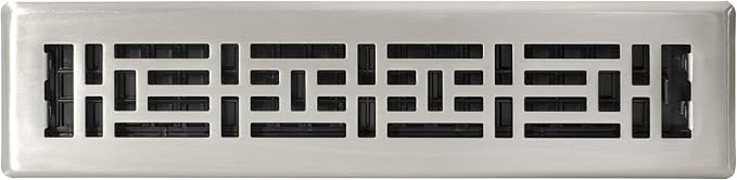 Decor Grates AJH214-NKL Oriental Floor Register, 2x14 Inches, Brushed Nickel
