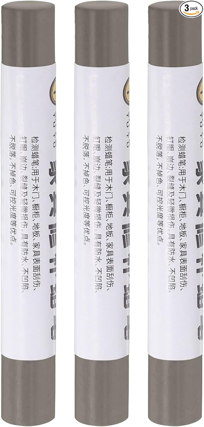 uxcell Furniture Repair Crayons, 3Pcs - Wood Wax Filler Stick, Furniture Markers Touch Up - for Scratches Holes Tables Desks Wooden Floors Cover Ups, Deep Grey