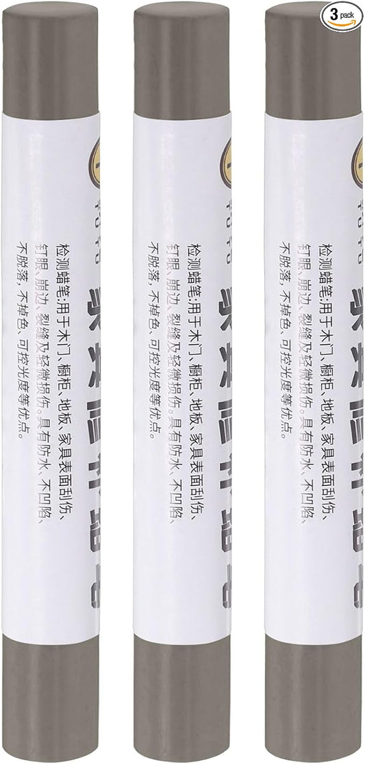uxcell Furniture Repair Crayons, 3Pcs - Wood Wax Filler Stick, Furniture Markers Touch Up - for Scratches Holes Tables Desks Wooden Floors Cover Ups, Deep Grey
