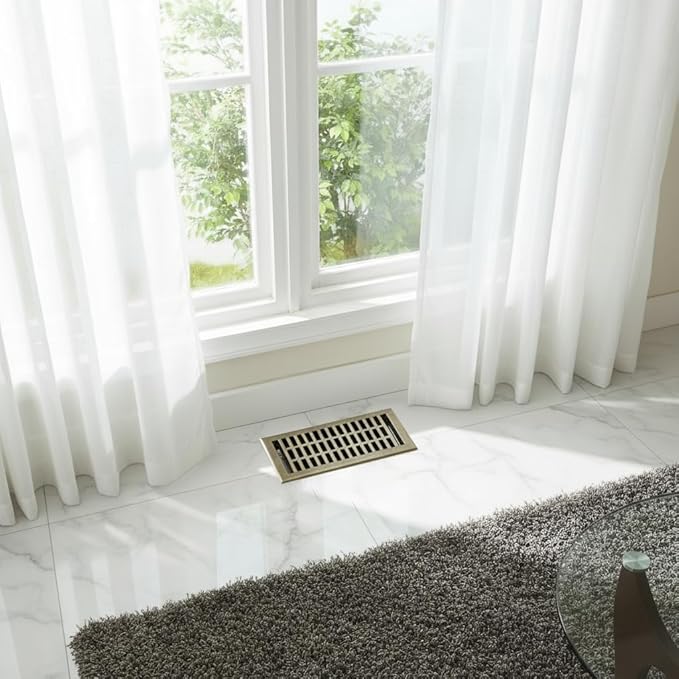 Empire Register Co, Vent Cover - 4x10 inch, Modern Contemporary Design, Antique Brass Finish, Heavy Duty Floor Vent Covers, Metal Damper Attached. Vent Covers for Home Floor only.
