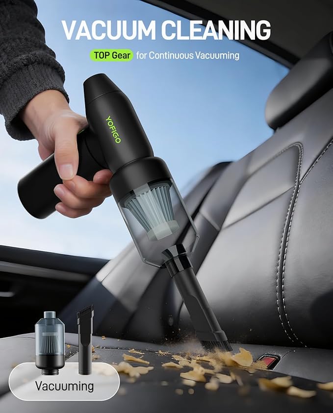 Electric Air Duster-150,000 RPM 4-Gear Adjustable Aluminum Alloy Compressed Air Duster, Cordless Air Duster for Keyboard Cleaning, 2-in-1 Vacuum for House or Car Interiors, Mini Blower for Car