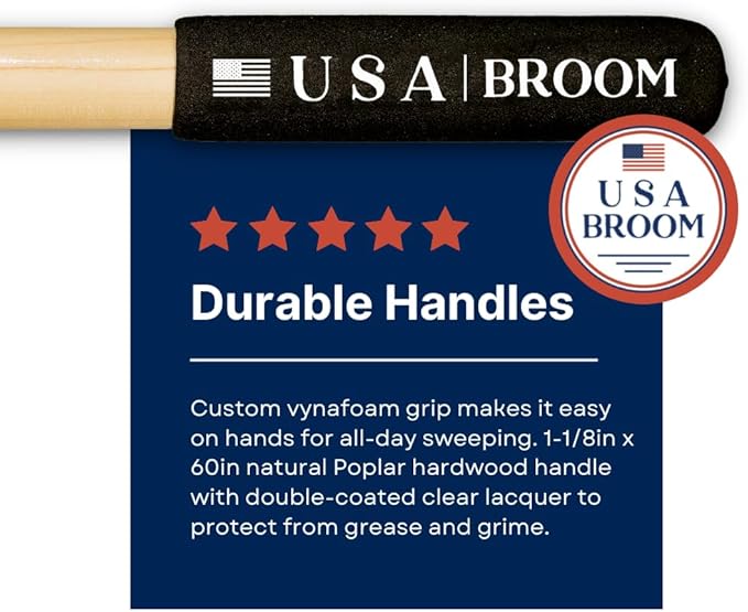 4-Pack - 36" Heavy Duty Outdoor Push Broom with 60" Handle. Ideal for Asphalt, Concrete & Heavy Debris. Durable American Made Steel Brackets-Stainless Steel Hardware. No Plastic. 100% USA Made