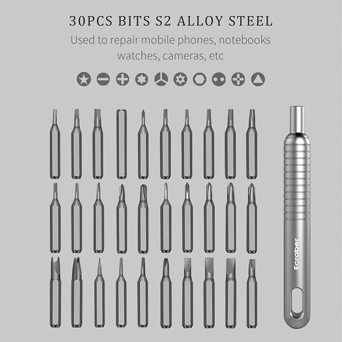 31-in-1 Mini Precision Screwdriver Sets, Portable Magnetic Mini Repair Tool Kit for Phone, Computer, Watch, Laptop, Macbook, Ring Doorbell, Eyeglass, Electronic, Aluminium Alloy Screw Driver