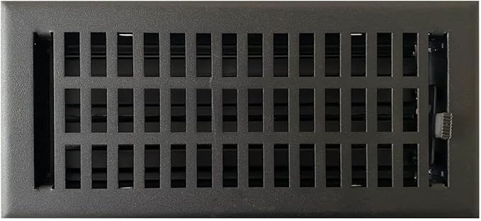Empire Register Co, Premium Home Vent Covers - 4x10 inch, Pack of 4, Modern Contemporary Design, Textured Black Finish, Heavy Duty Air Flow Direction Floor Registers, Metal Damper Attached