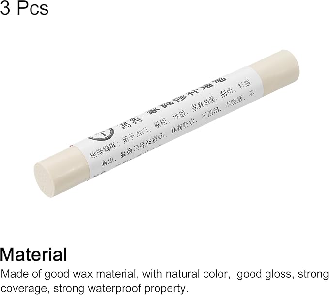 uxcell Furniture Repair Crayons, 3Pcs - Wood Wax Filler Stick, Furniture Markers Touch Up - for Scratches Holes Tables Desks Wooden Floors Cover Ups, Gray White