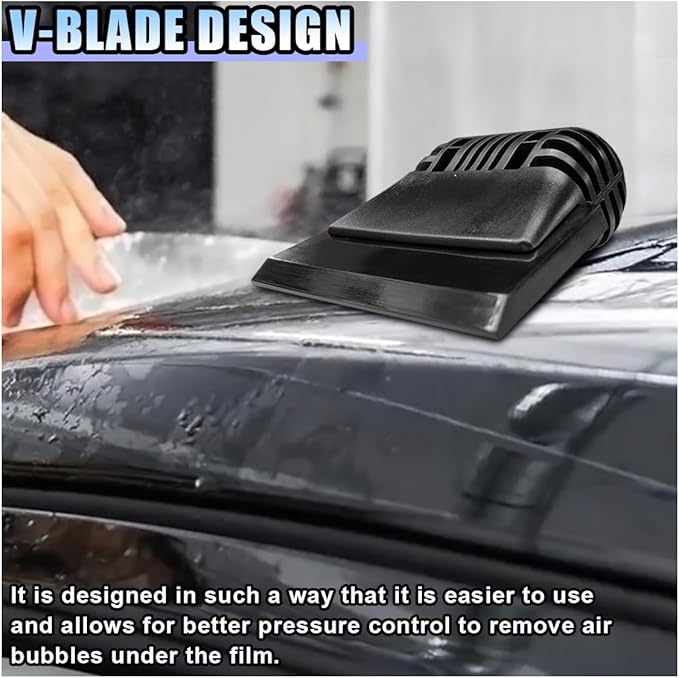 Small Squeegee, PPF Window Tint Squeegee, Rubber Non-Slip Handle Tint Squeegee, Multifunctional Wrap Scraper for Window Cleaning, Shower Glass Door, Car Windshield (Black)
