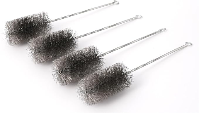 12 Inch Pipe Cleaning Brush Set with Stainless Steel Bristles, Steel Wire Tube Brush Kit for Auto Parts Polishing, Machining, Bottles, Tubes, Etc.（50mm-4pcs）