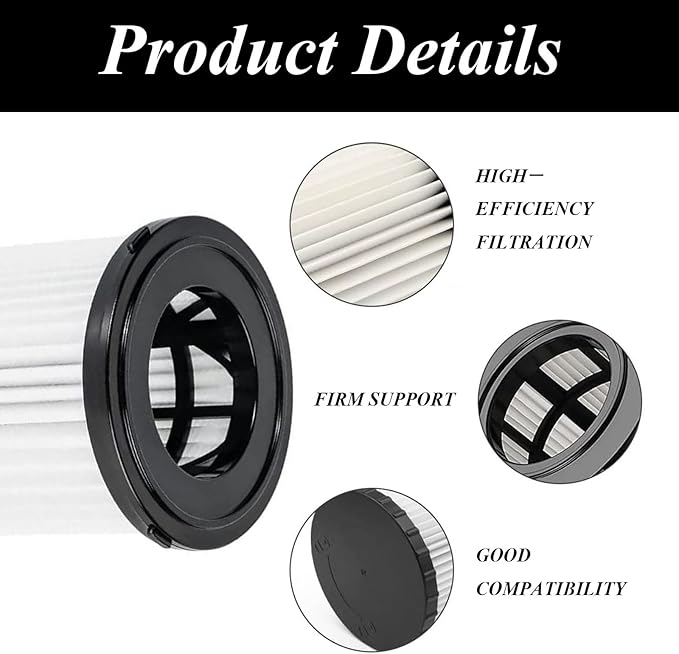 2 PCS DCV5801H Vacuum Hepa Replacement Filter for DeWalt DCV580 (Cordless) DCV581H DCV5801H Wet/Dry Vacuum, Washable and Reusable