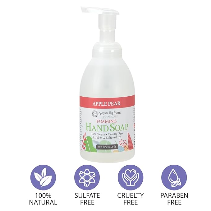 Ginger Lily Farms Botanicals All-Purpose Foaming Hand Soap Refill, 100% Vegan & Cruelty-Free, Apple Pear Scent, 20 Fl Oz (Pack of 8)