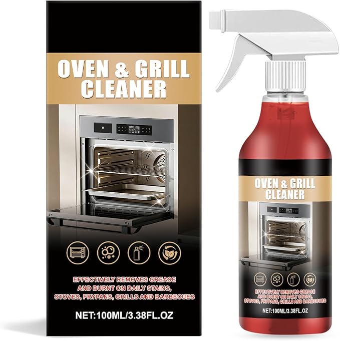 Oven Cleaner Spray Heavy Duty, Deep Cleaning Formula for Kitchen Appliances, Cleans and Degreases BBQ Cooking Grates and Racks, and Grill Cleaner for Microwave, Air fryer, Ovens, Grills, 100ML