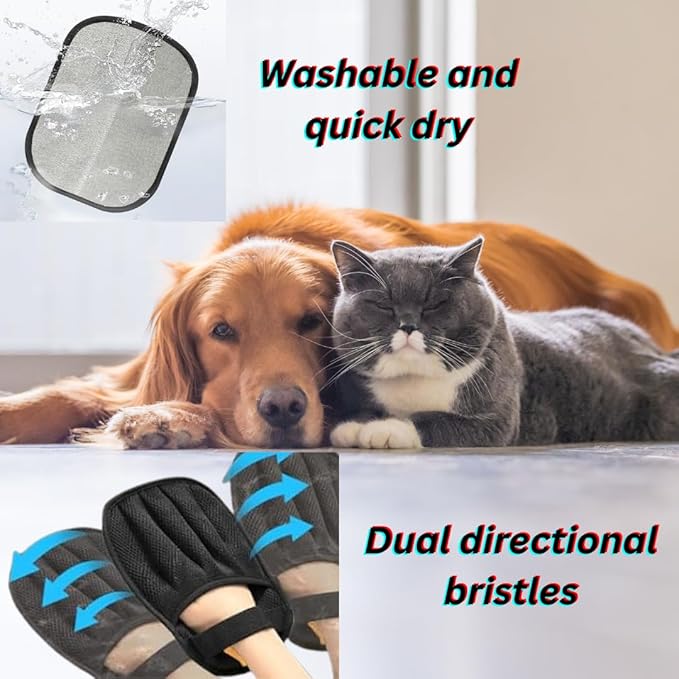 Electrostatic Pet Hair Remover Glove – Black, Ambidextrous, Reusable for Cats and Dogs