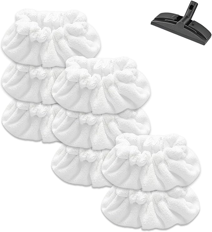 8 Pack Large Rectangle Bonnets Steam Mop Pads Compatible with Dupray Steam Cleaner & awasky Steam Cleaner etc, Reusable Washable Steam Cleaner Accessories for Multi-Surface