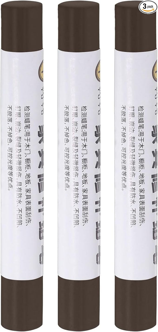uxcell Furniture Repair Crayons, 3Pcs - Wood Wax Filler Stick, Furniture Markers Touch Up - for Scratches Holes Tables Desks Wooden Floors Cover Ups, Coffee Black