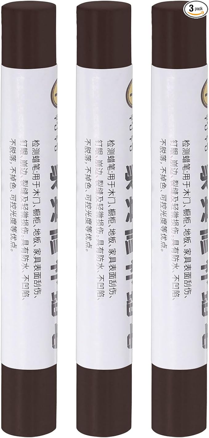 uxcell Furniture Repair Crayons, 3Pcs - Wood Wax Filler Stick, Furniture Markers Touch Up - for Scratches Holes Tables Desks Wooden Floors Cover Ups, Mocha Pattern