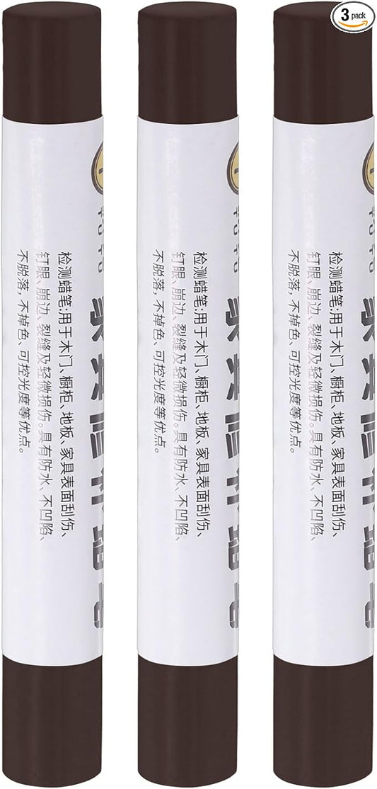 uxcell Furniture Repair Crayons, 3Pcs - Wood Wax Filler Stick, Furniture Markers Touch Up - for Scratches Holes Tables Desks Wooden Floors Cover Ups, Mocha Pattern