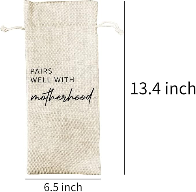 DOI-LANEE Funny New Mom Gift Wine Bags, New Baby, Mother Mama Present, Pairs Well with Motherhood, Mother's Day Gifts, Mommy Gifts Box, Personalized Gift Ideas