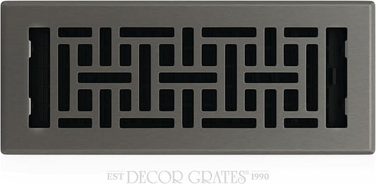 Decor Grates AJH412-GM Oriental Floor Register, 4x12 Inches, Gun Metal , 1-Pack