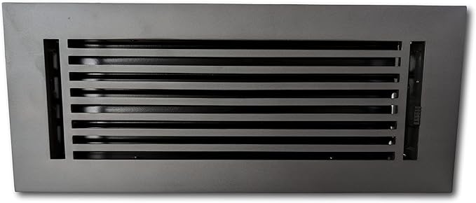 Madelyn Carter 4 x 12 Cast Aluminum Linear Vent Cover with Damper - Carbon Gray (Overall: 5.75 x 13.75) | Floor Register - Wall Register