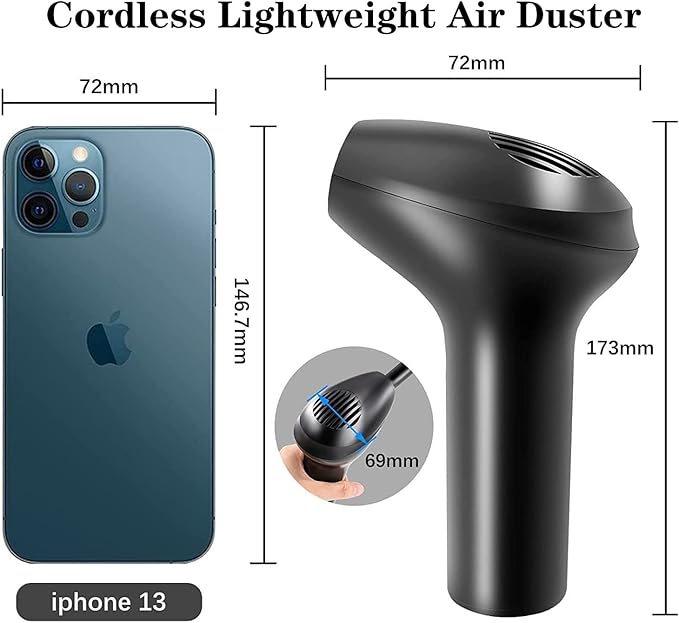 Cordless Air Duster, Electric Air Duster,Air Blower Replaces Compressed Air Cans for Cleaning Computer,Keyboard, Car, Pet House,2500mAh Rechargeable Battery,Fast Charging,Powerful 45000 RPM