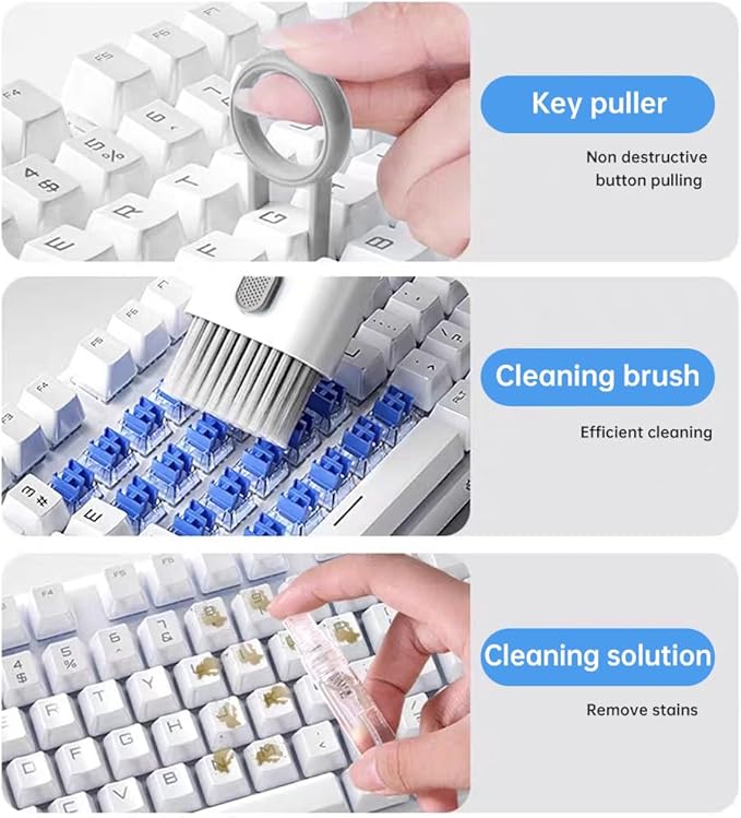 7 in 1 Laptop Cleaning Kit Keyboard Cleaner,Computer Screen Cleaning Brush Tool,Computer Cleaning Tools Kit Corner Gap Duster Keycap Puller(Grey)