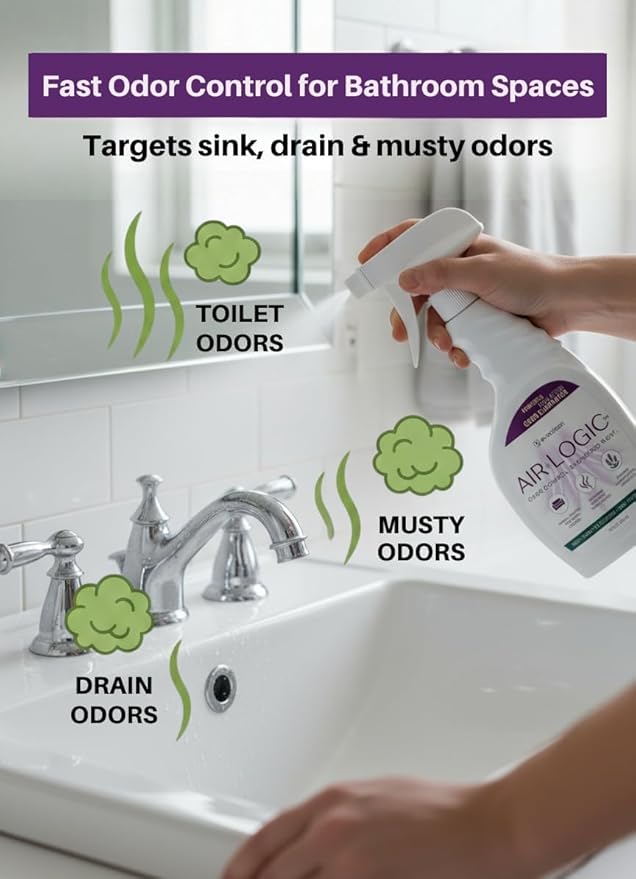Dual-Action Odor Eliminator Spray 32 Fl Oz, Plant-Based Instant Knockdown & Enzymatic Deodorizer for Home, Neutralizes 16 Odor Sources, Bleach-Free, Fabric & Surface Safe, Lavender Lemon