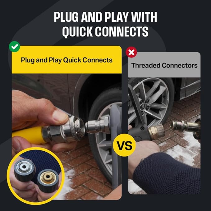 Active 75’ Pressure Washer Hose Compatible with gas and electric pressure washers (M22-14mm) Kink resistant, flexible steel braided power washer hose, max operating spec of 4000 PSI & 12 GPM and 212°F