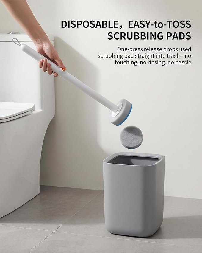 Disposable Toilet Brush Set with 18 Refills for Hygienic Bathroom Cleaning. Toilet Bowl Cleaner Wand Kit Used for Deep Cleaning in Home & Apartment
