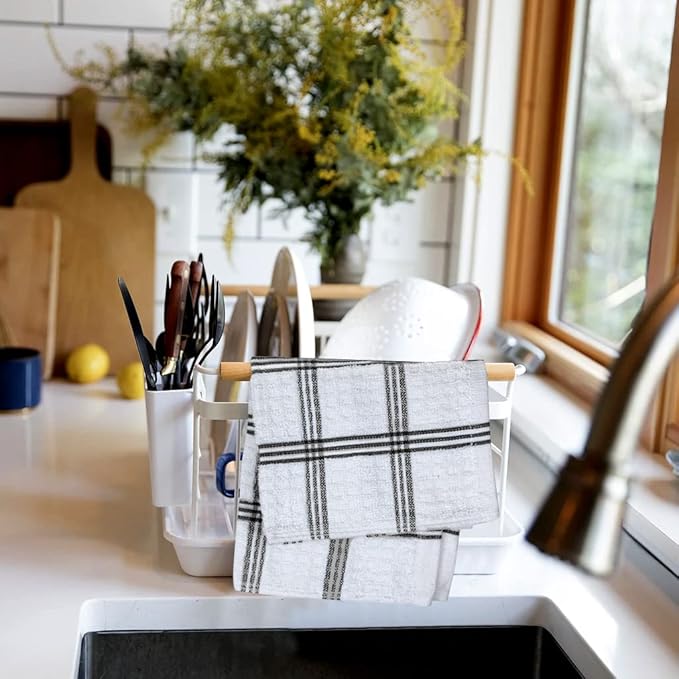DAN RIVER Premium Dish Cloth 100% Cotton 12 X 12 Inches |Pack of 8|-Ultra Soft Tea Towels-Highly Absorbent Kitchen Rags-Terry Dishcloth for Kitchen and Household Cleaning |Black|