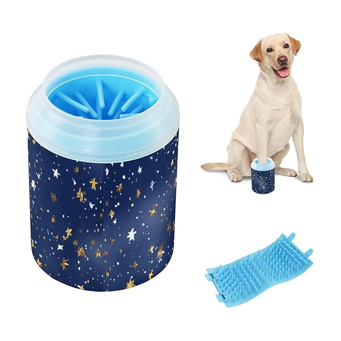 Dog Paw Cleaner Cups for Dogs Pets Foot Washer Paw Scrubber for Medium Small Dogs Cats Cleaning Cup Dreamy Starry Sky