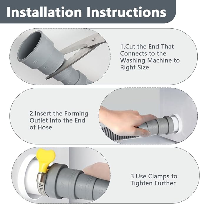 Washing Machine Drain Hose, 13 Feet Flexible Dishwasher Hose Extension Kit, Universal Washer Drain Hose, W/ 1 Hose 4 Clamps-Bend Holder