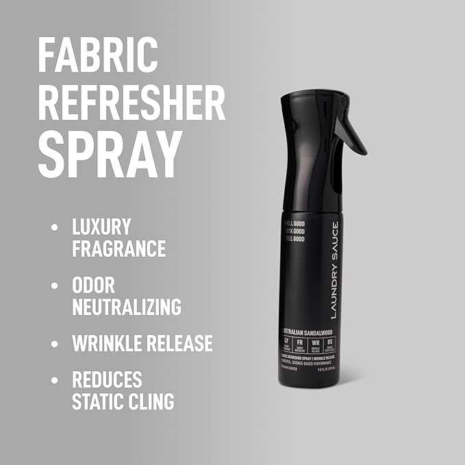 Laundry Sauce Fabric Refresher Spray Australian Sandalwood, Odor-Fighting Fabric Refresher, Fragrance and Laundry Scent, 9.8 fl oz