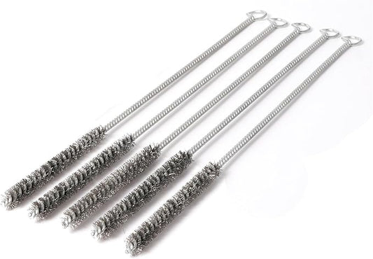 12 Inch Pipe Cleaning Brush Set with Stainless Steel Bristles, Steel Wire Tube Brush Kit for Auto Parts Polishing, Machining, Bottles, Tubes, Etc.（10mm-5pcs）