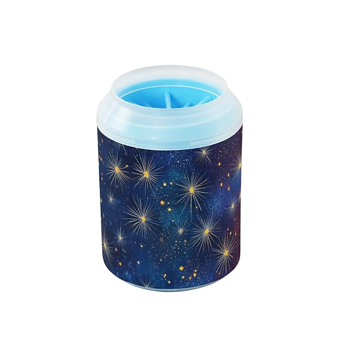 Dog Paw Cleaner Cups for Dogs Pets Foot Washer Paw Scrubber for Medium Small Dogs Cats Cleaning Cup Mysterious Starry Sky