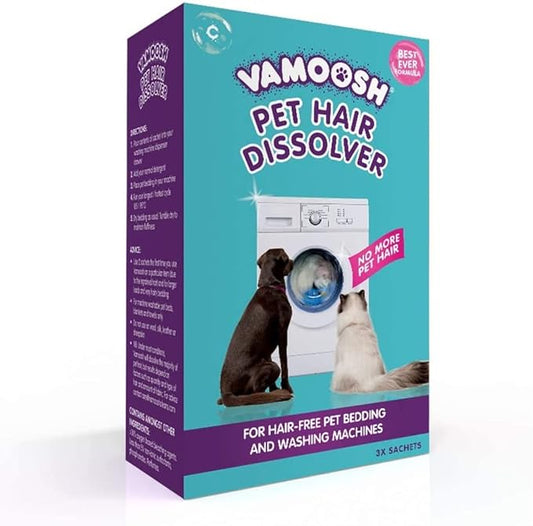 Vamoosh Pet Hair Dissolver | Patented Pet Hair Dissolving Formula | No Harmful Chemicals | Safe for Pets | Removes Odor | Dissolves Dog, Cat & Animal Fur | Easy to Use | 100g (Pack of 3)