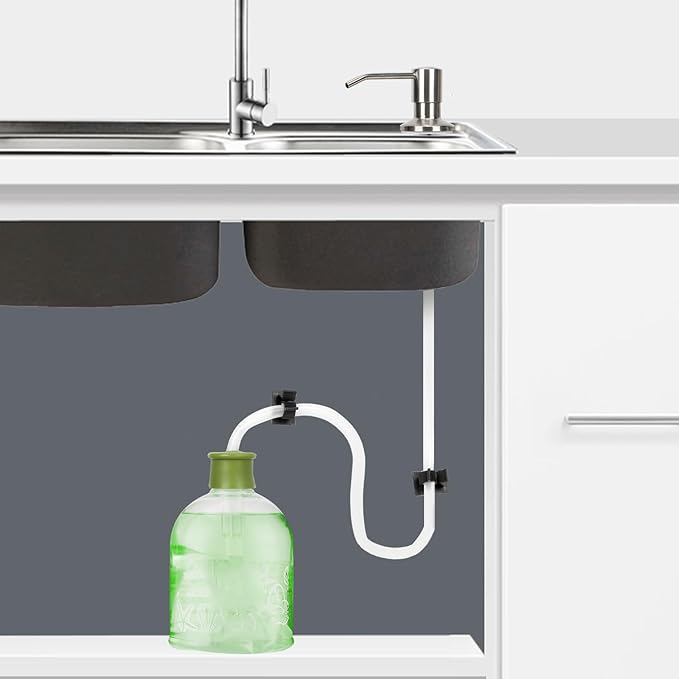 Dish Soap Dispenser for Kitchen Sink Built in Soap Dispenser Pump with 47" Extension Tube Kit Brushed Nickel