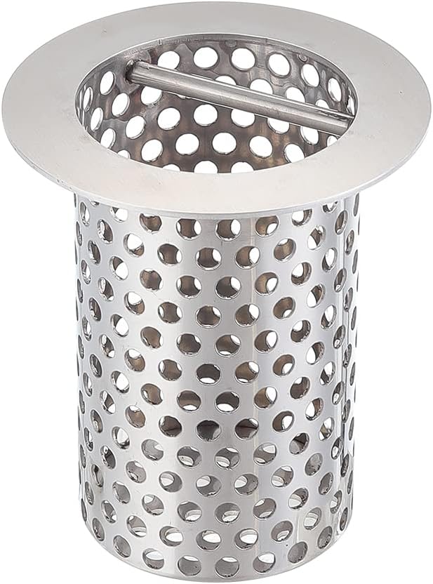 3" Commercial Floor Drain Strainer, 4'' High, Thick Perforated 316 Stainless Steel and Finely Polished Drain Basket for Restaurant/Factory/Kitchen