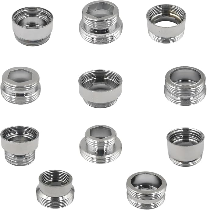 11 Pieces Brass Faucet Adapter Kit,Kitchen Sink Aerator Adapter Female to Male for Water Filter, Bathroom Faucet Adapter（Included washers）