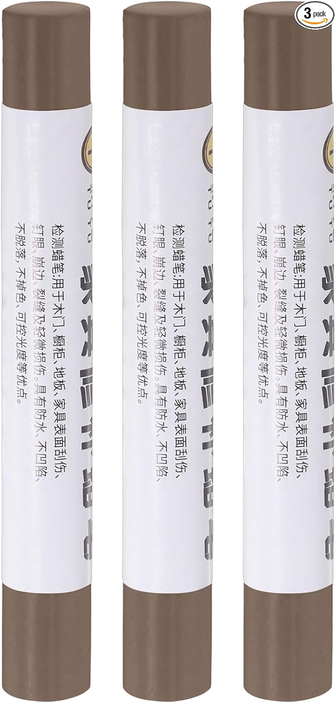 uxcell Furniture Repair Crayons, 3Pcs - Wood Wax Filler Stick, Furniture Markers Touch Up - for Scratches Holes Tables Desks Wooden Floors Cover Ups, Deep Khaki