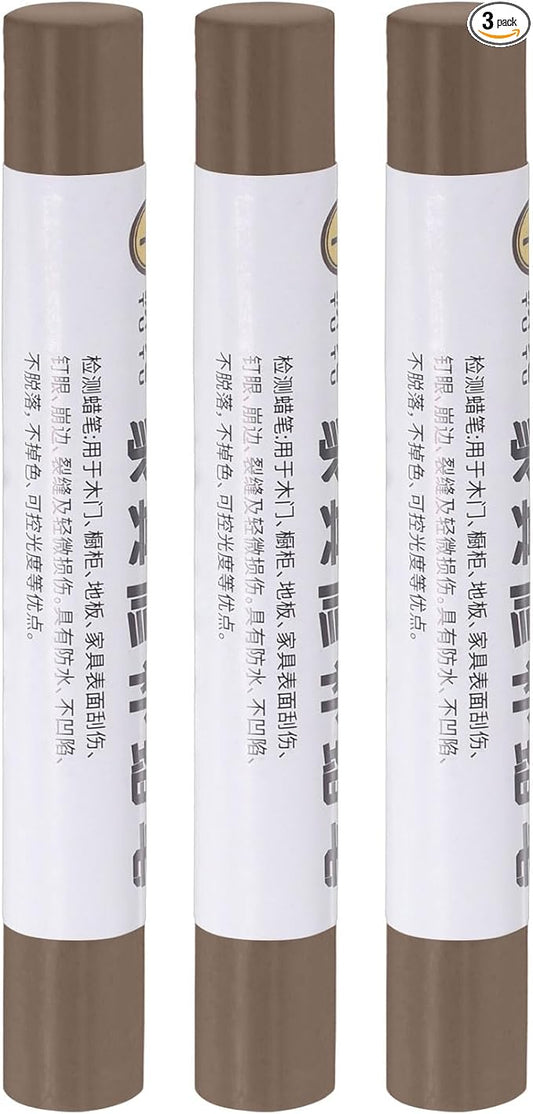 uxcell Furniture Repair Crayons, 3Pcs - Wood Wax Filler Stick, Furniture Markers Touch Up - for Scratches Holes Tables Desks Wooden Floors Cover Ups, Deep Khaki