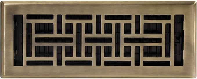 Decor Grates (4-Pack) AJH412-A Oriental Floor Register, 4x12 Inches, Antique Brass Finish