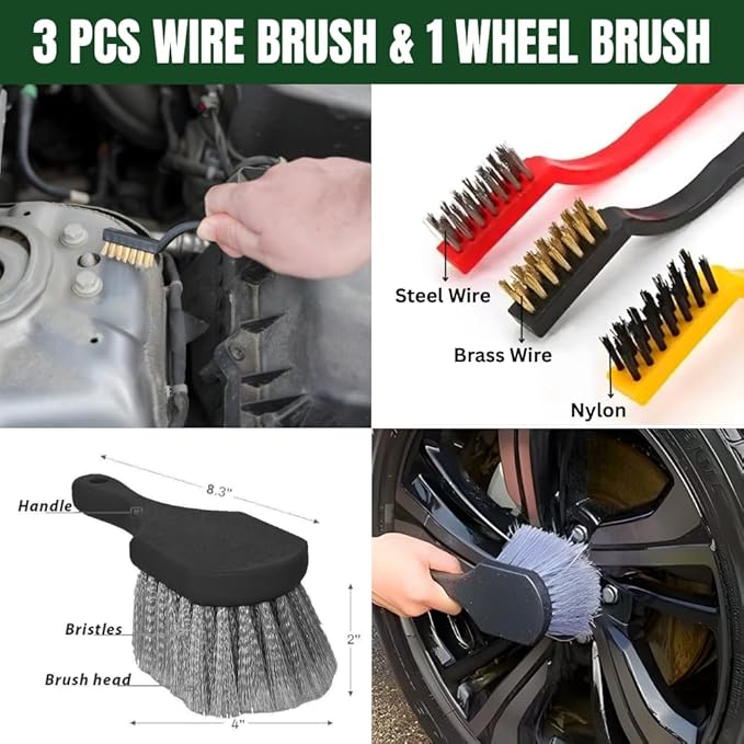 26 Pcs Car Detailing Kit – Complete Interior & Exterior Car Cleaning Kit with Drill Brush Attachments, Detailing Brushes, Wheel & Tire Brush, Microfiber Towels, Wash Mitt, Pet Hair Remover