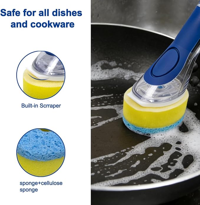 CELOX Dish Sponge with Handle, Dish Sponge with Soap Dispenser