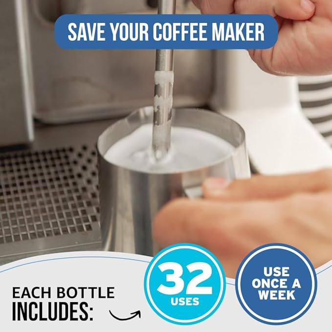 Caffenu Milk Frother Cleaner for Coffee Machines. Alkaline Up to 32 Cleans