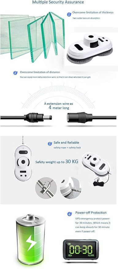 Anti-Falling Automatic Detection Window Cleaning Glass Cleaner Smart Robot Vacuum Cleaner for Tiling Glass/Tile Walls/Windows