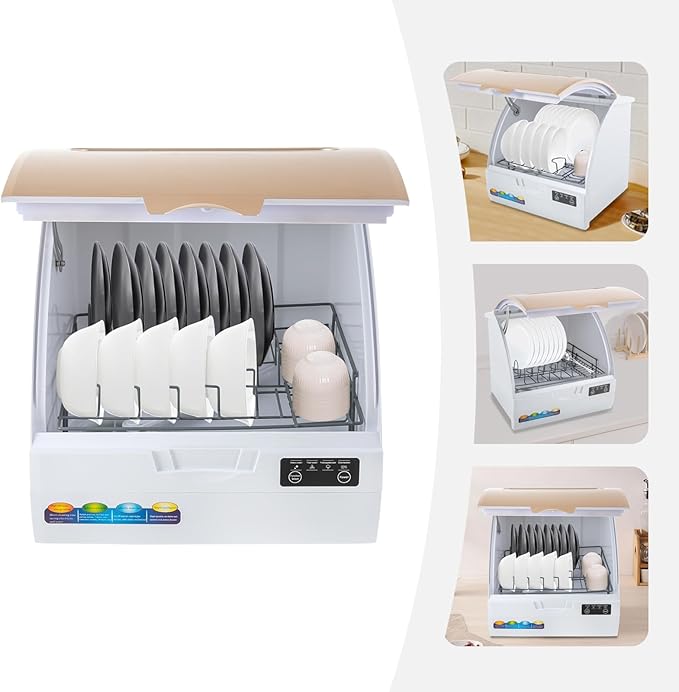 900W Portable Countertop Dishwasher with 4Programs, 360° Dual Spray 162℉ High-Temp& Air-Refresh Function and Touch Screen for Small Apartments, Dorms and RVs, Simple Installation
