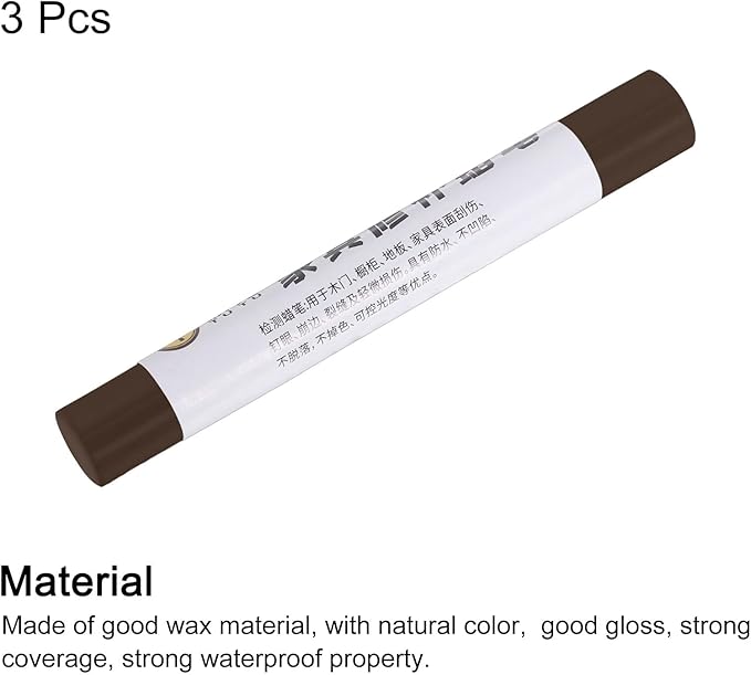 uxcell Furniture Repair Crayons, 3Pcs - Wood Wax Filler Stick, Furniture Markers Touch Up - for Scratches Holes Tables Desks Wooden Floors Cover Ups, Light Reddish Brown