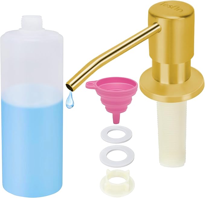 Soap Dispenser for Kitchen Sink Black Built in Soap Dispenser Pump Dish Liquid Countertop with Bottle
